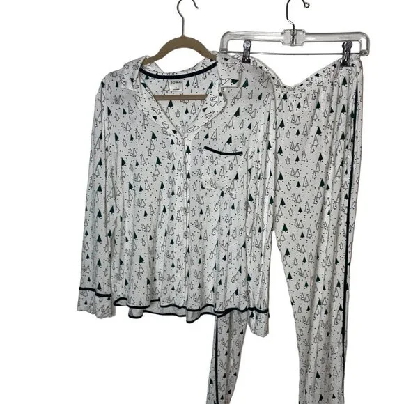 Soma Womens Two Piece Pajama PJ Set Size Large Abstract Tree Print - Picture 7 of 8